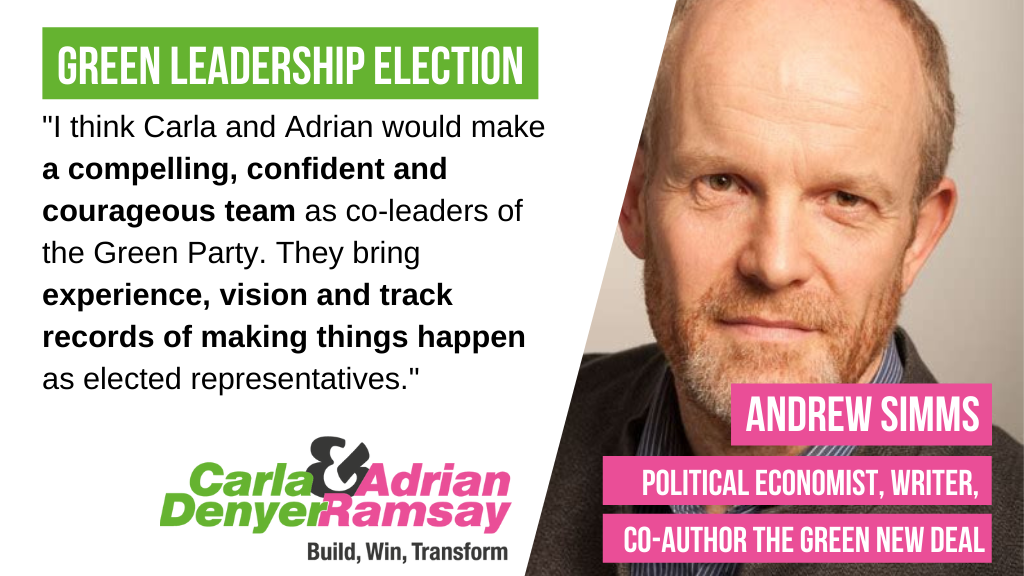 "I think Carla and Adrian would make a compelling, confident and courageous team as co-leaders of the Green Party. They bring experience, vision and track records of making things happen as elected representatives."